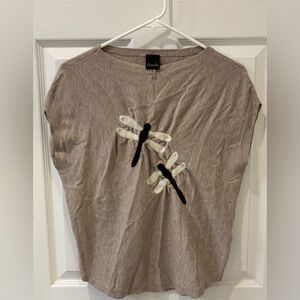Aaeda‎  Light Tan Dragonfly Sleeveless Top